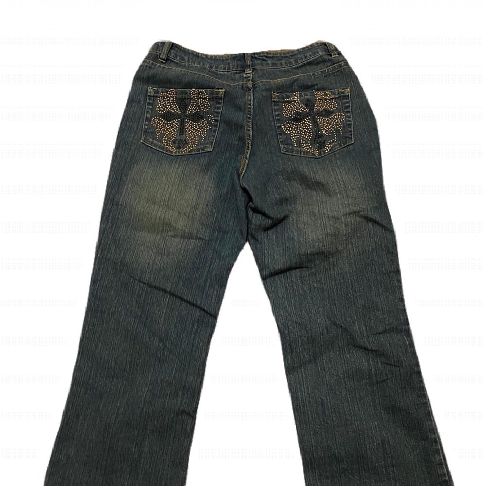 Dark Blue Capri Jeans with Embellished Pockets